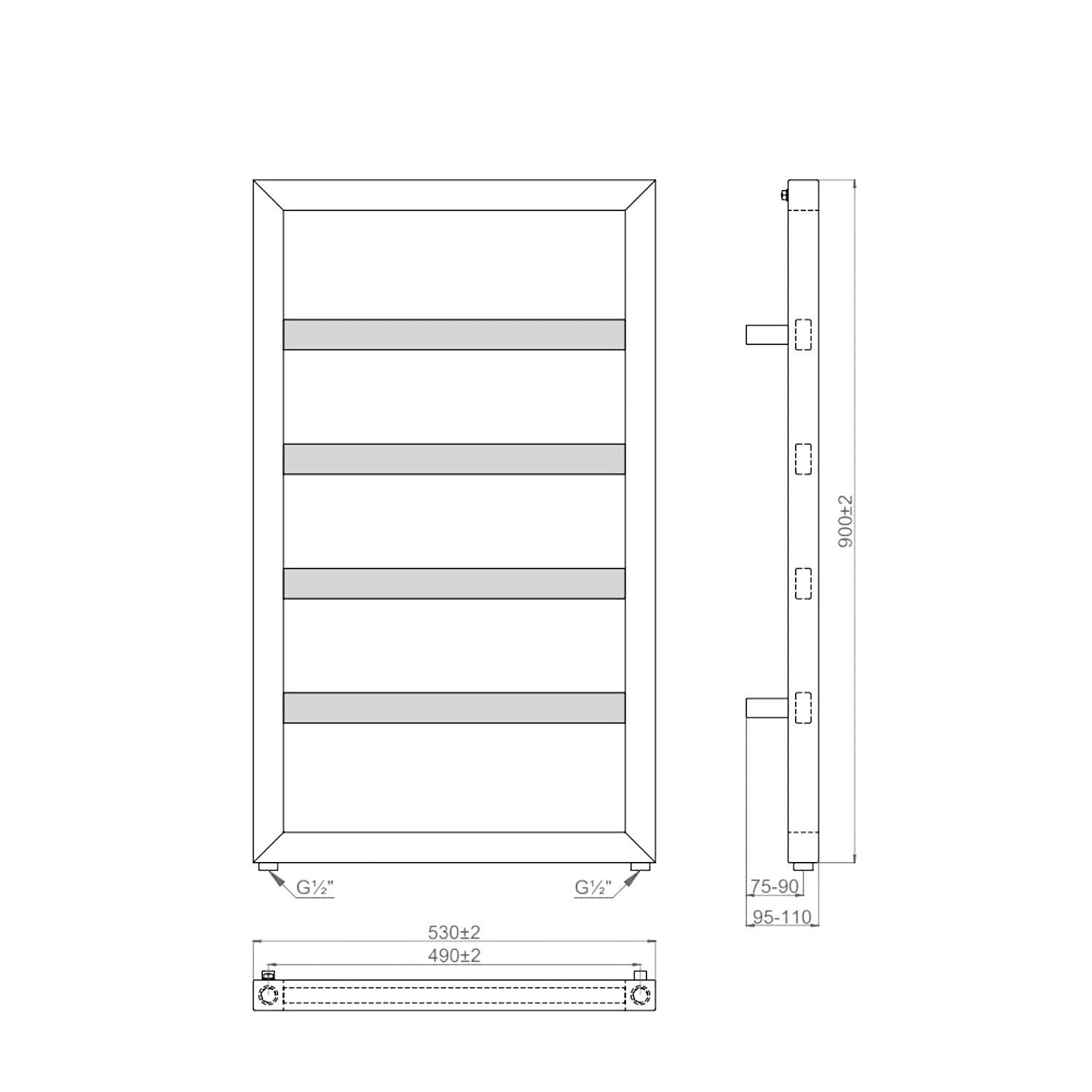 Towelrads Kensington Black Towel Radiator 800 x 530mm