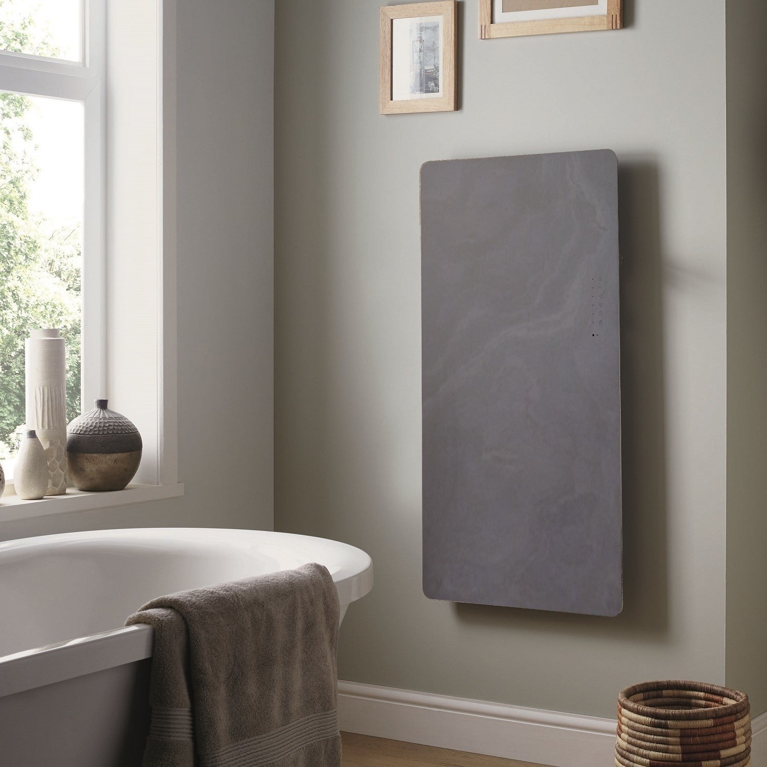 Towelrads Vetro Grey Vertical Electric Designer Radiator - 1000 x 500mm