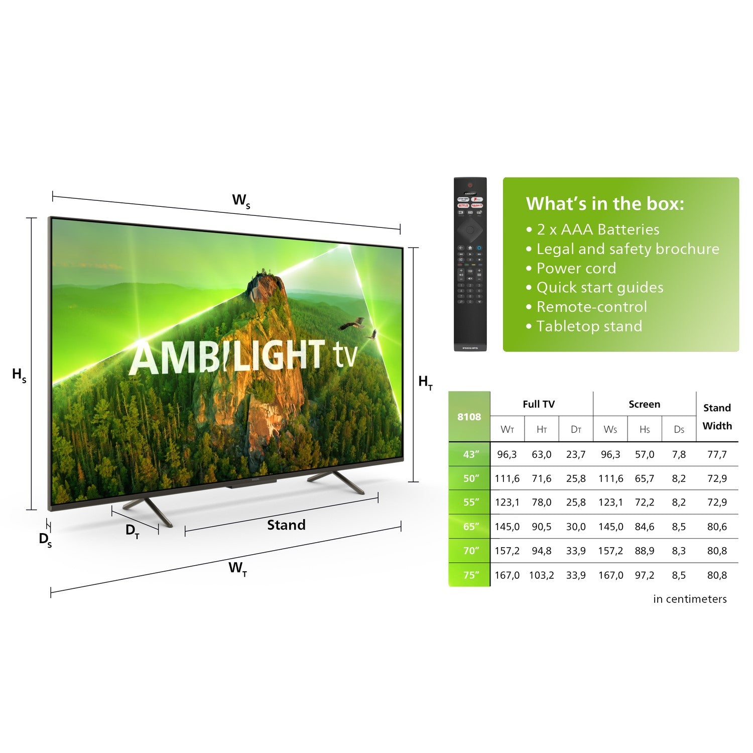 Philips Ambilight PUS8108 50 inch LED 4K HDR Smart TV with Dolby Atmos