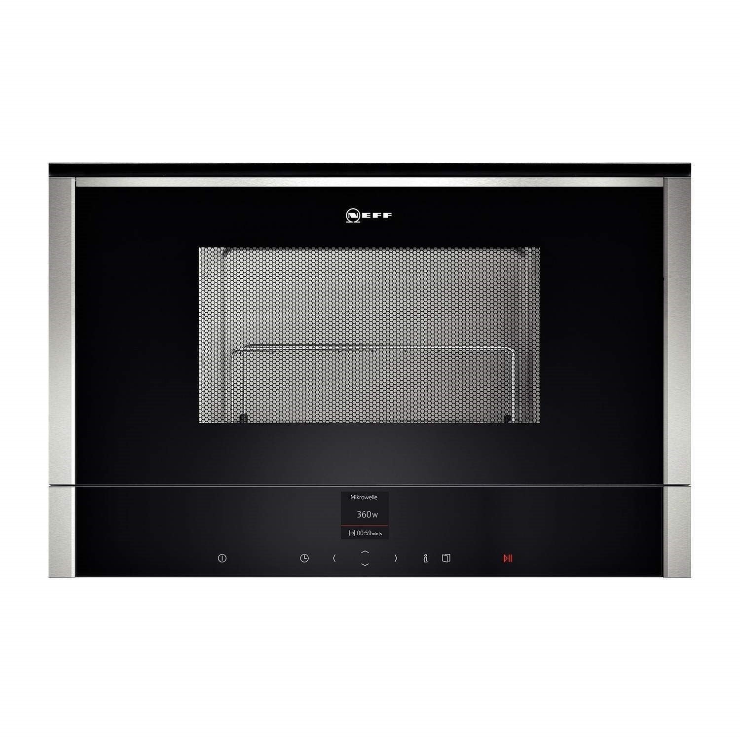 Refurbished Neff N70 C17GR00N0B Built In 21L with Grill 900W Left Hinged Door Microwave Stainless Steel