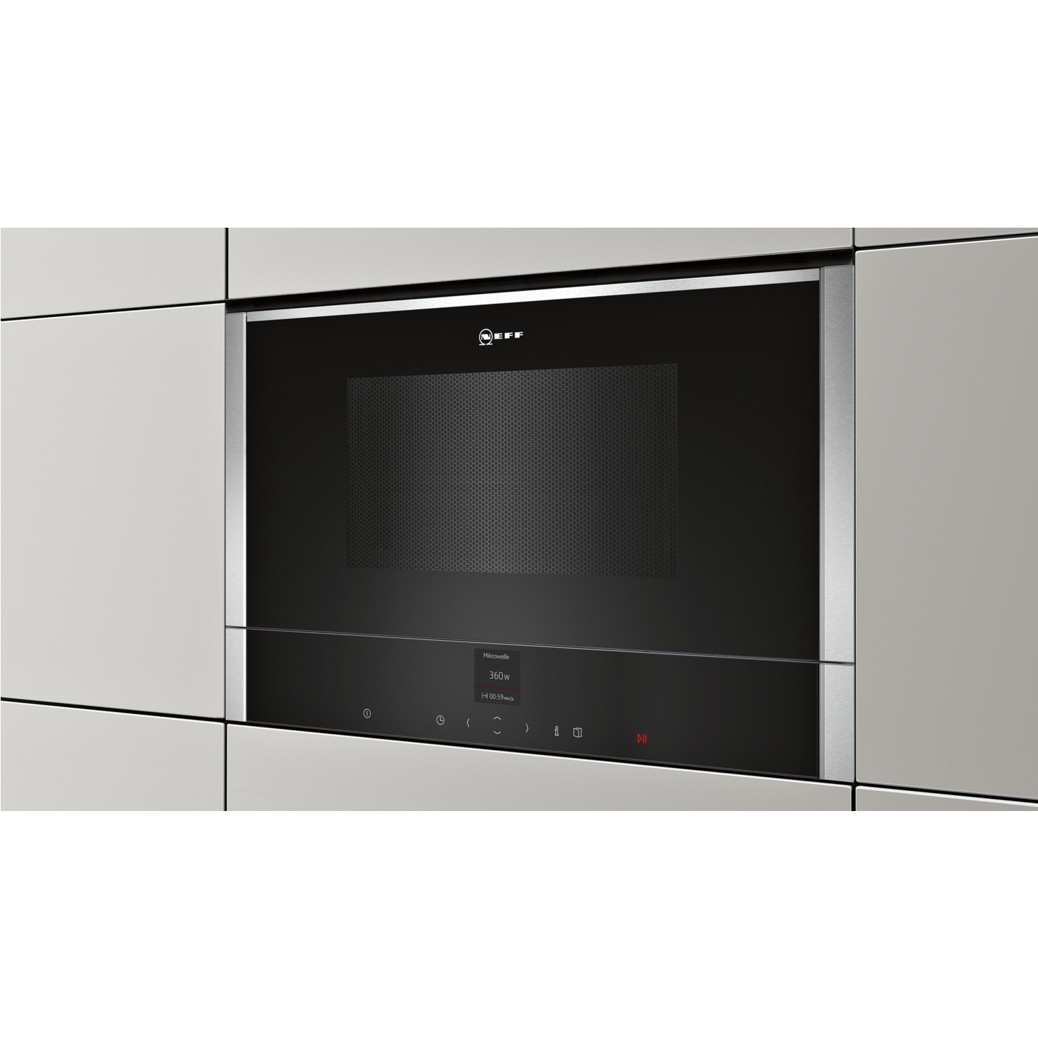 Refurbished Neff N70 C17GR00N0B Built In 21L with Grill 900W Left Hinged Door Microwave Stainless Steel