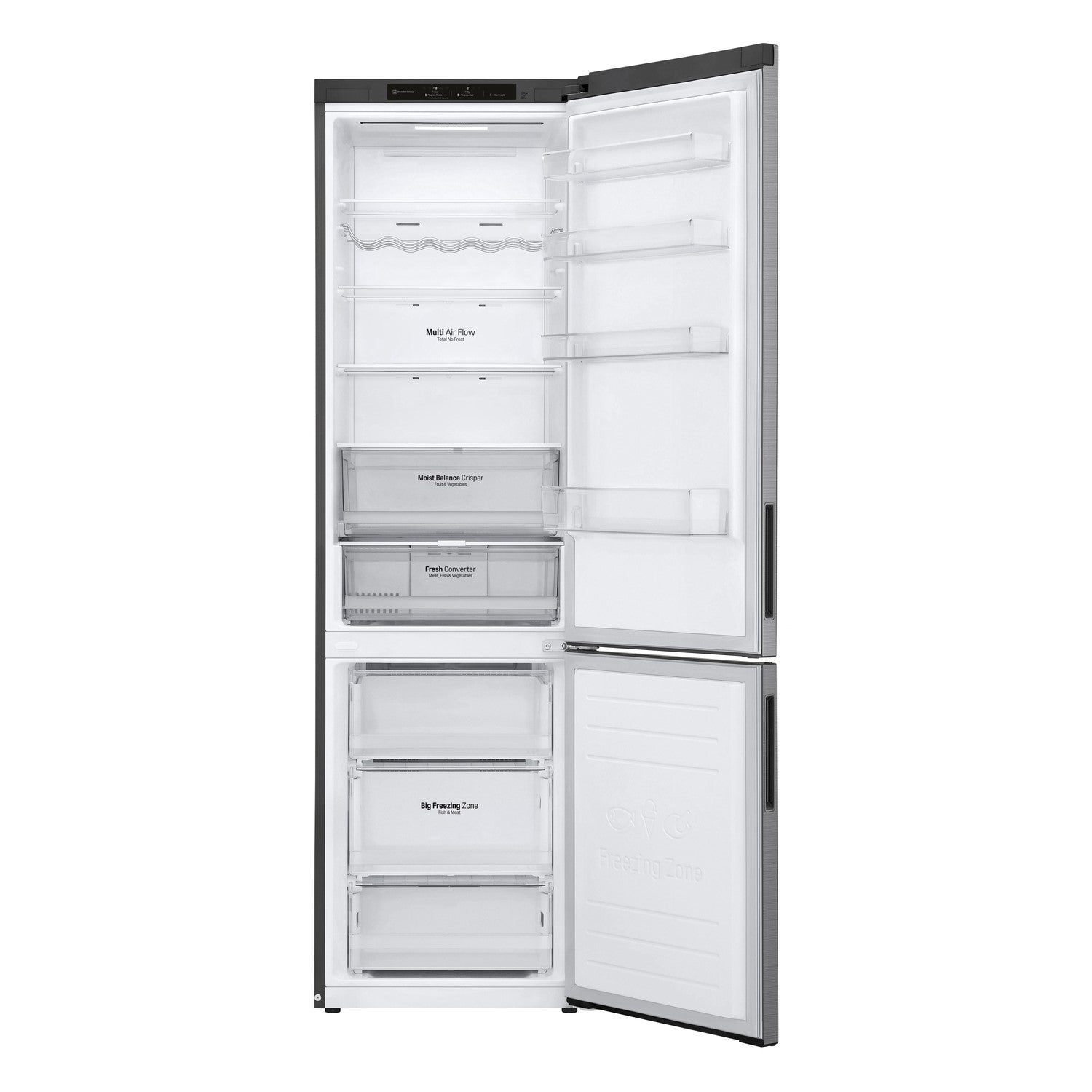 Refurbished LG GBB62PZGCC Freestanding 340 Litre 70/30 Fridge Freezer Shiny Steel 