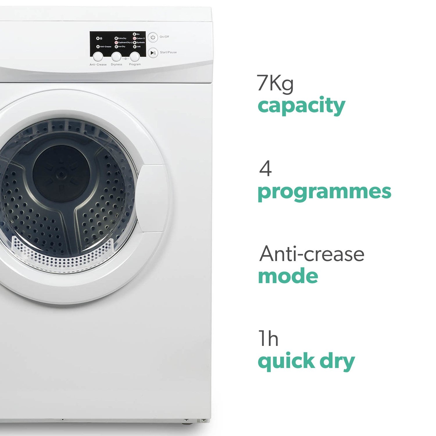 electriQ Freestanding 7kg Vented Tumble Dryer - White