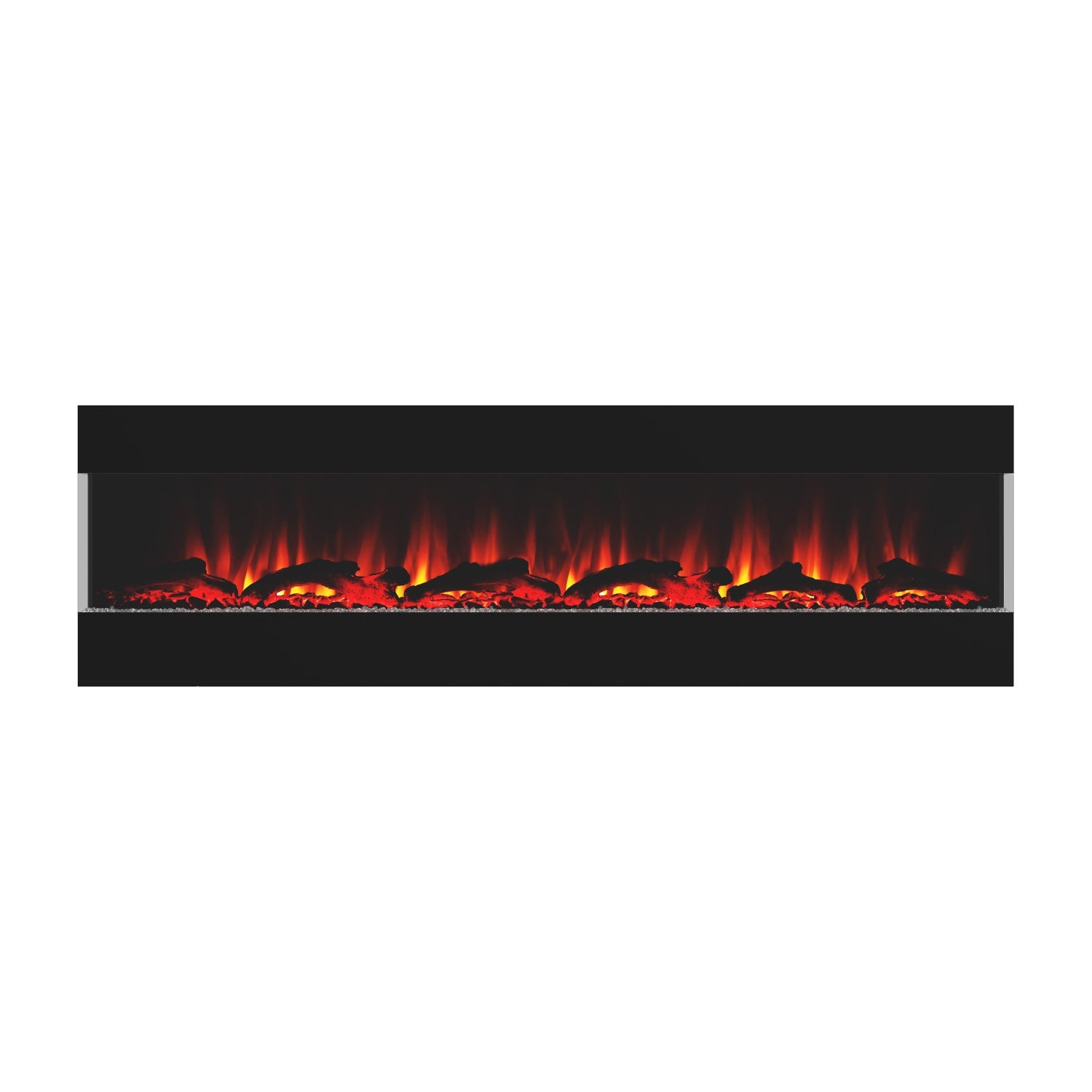 Black Wall Mounted Electric Fireplace with Open Front 72 Inch -  AmberGlo