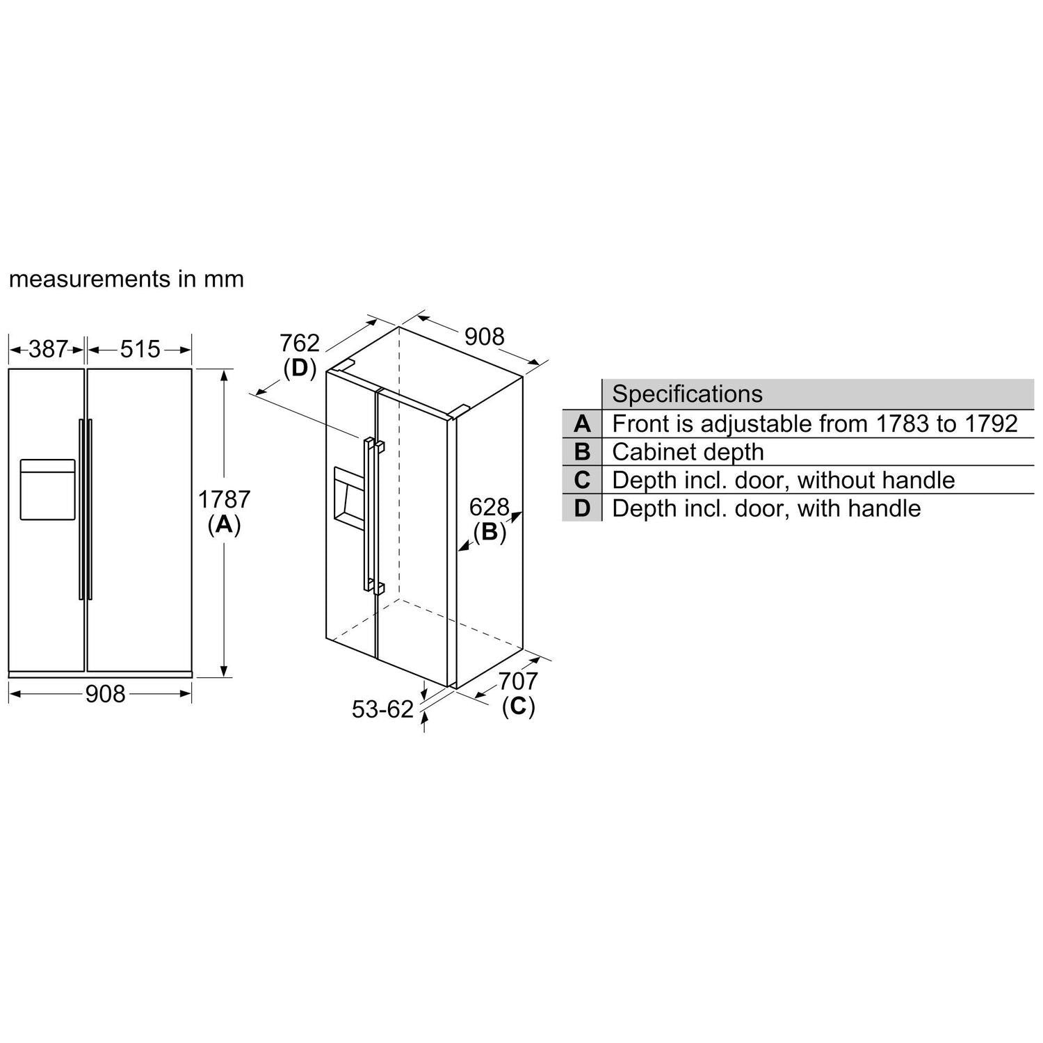 Refurbished Bosch Series 6 KAI93VIFPG 533 Litre American Fridge Freezer Stainless Steel 