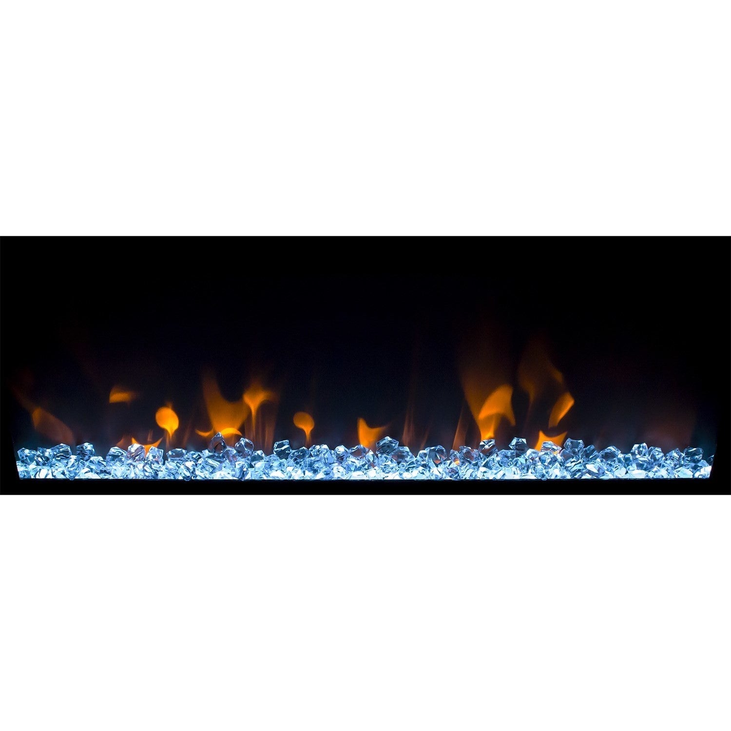 Grey Inset Media Wall Electric Fireplace with Log and Crystal Fuel Bed 42 inch - Amberglo