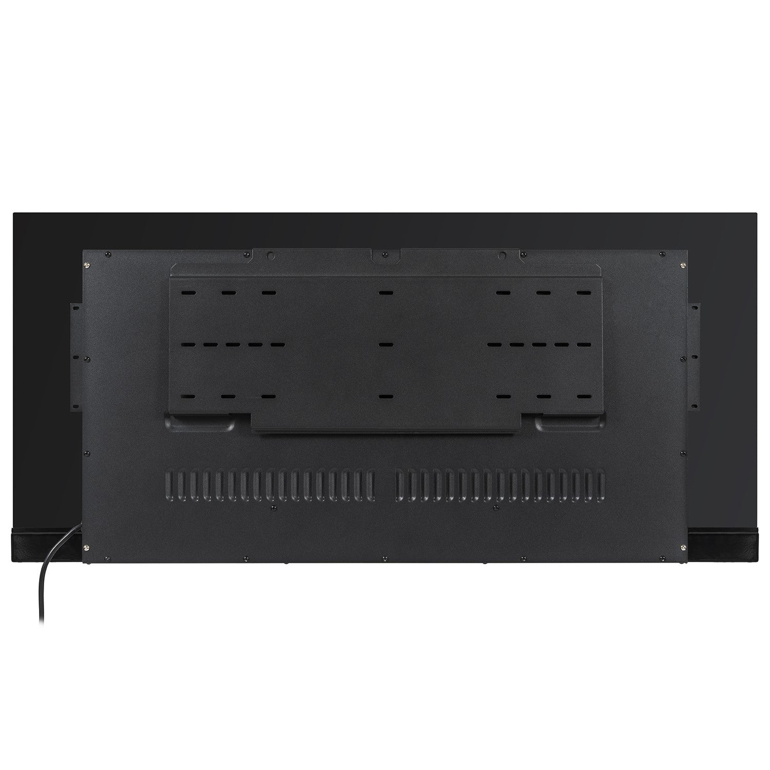 Black Inset Media Wall Electric Fireplace with Log and Crystal Fuel Bed 42 inch - Amberglo