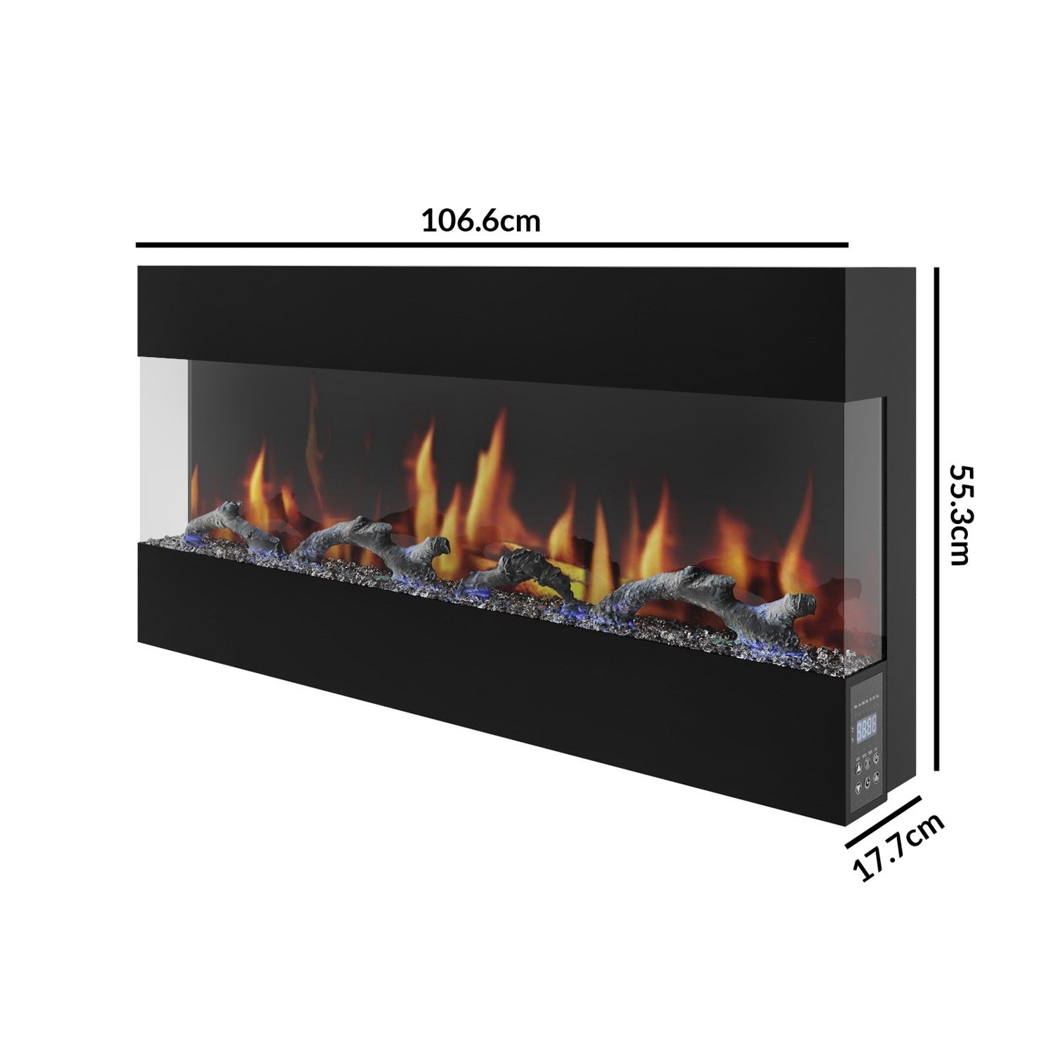 Black Wall Mounted Electric Fireplace with Open Front 42 Inch -  AmberGlo