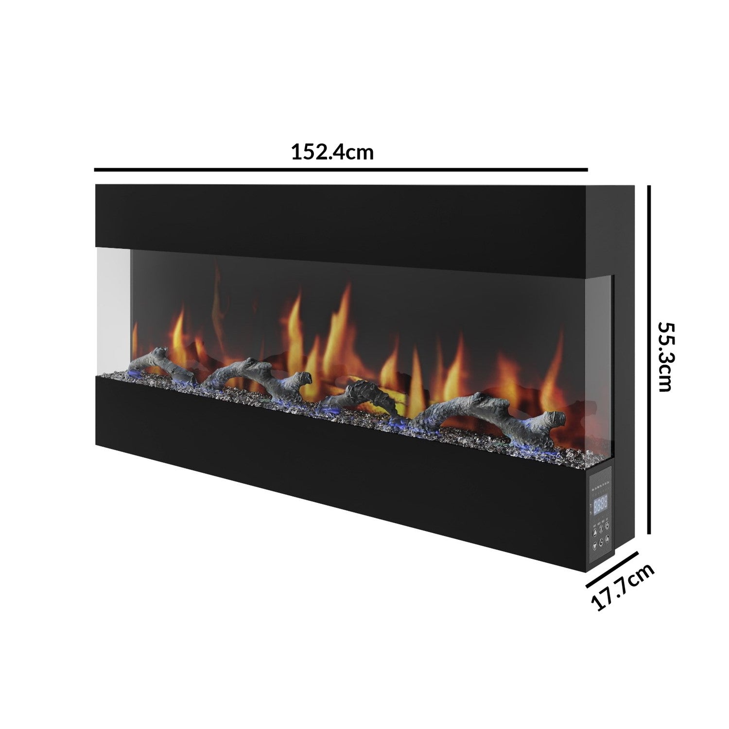 Black Wall Mounted Electric Fireplace with Open Front 60 Inch -  AmberGlo