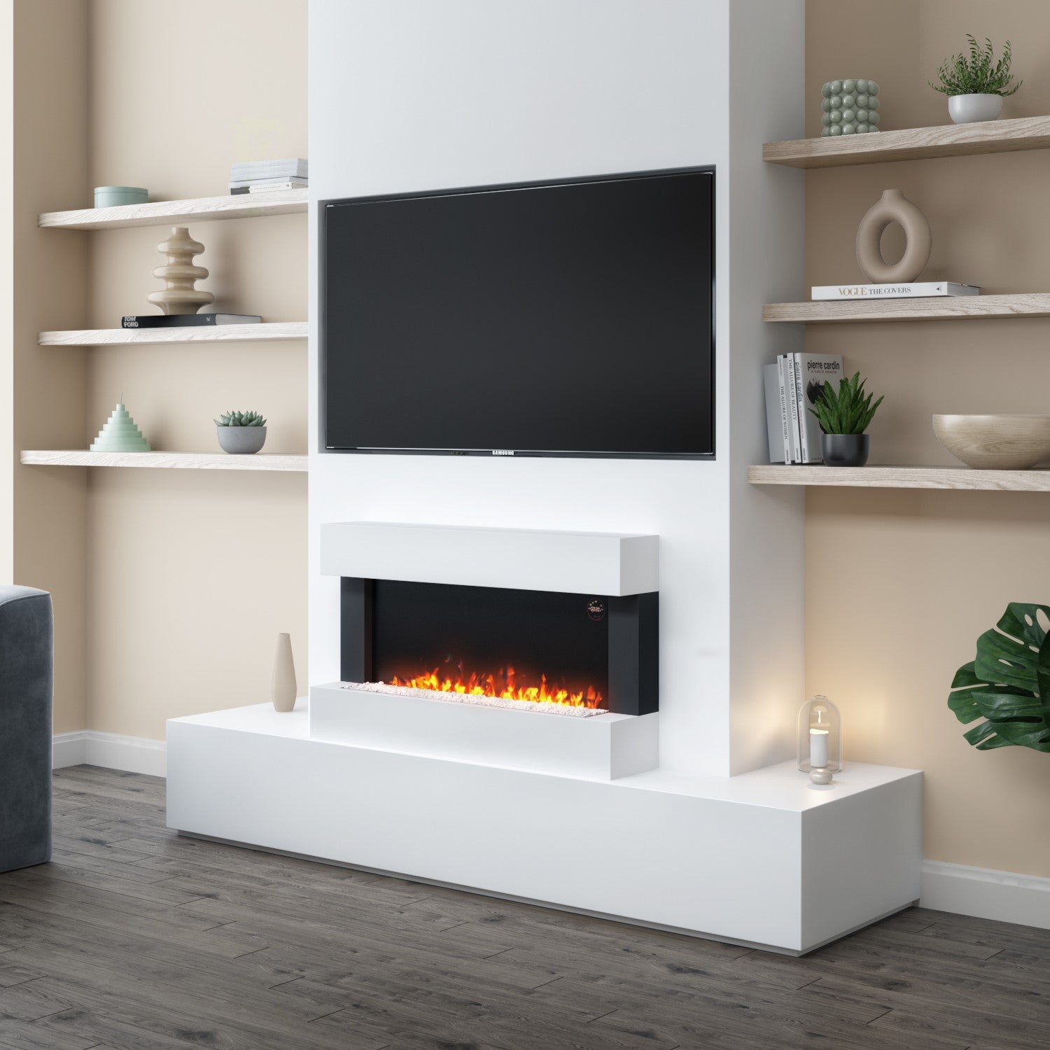 White Wall Mounted Electric Fireplace  - 39 Inch - Amberglo