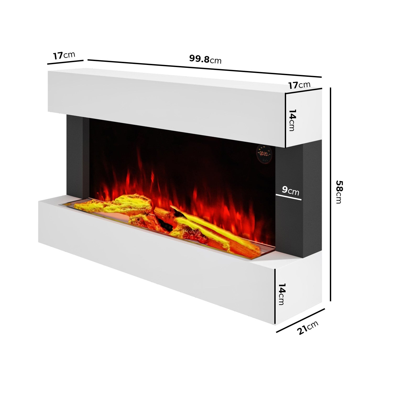 White Wall Mounted Electric Fireplace  - 39 Inch - Amberglo