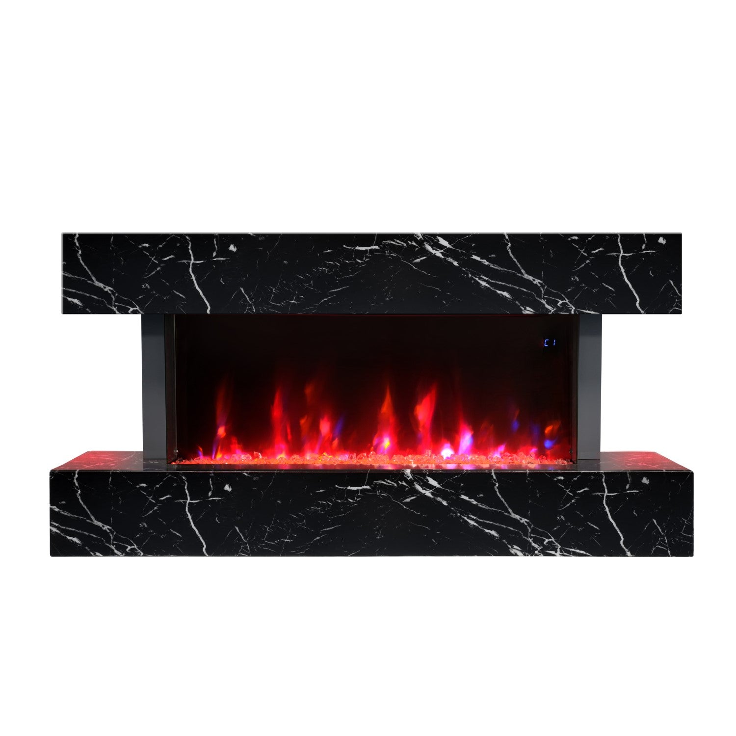 Black Marble Effect Wall Mounted Electric Fireplace 47 inch  - Amberglo