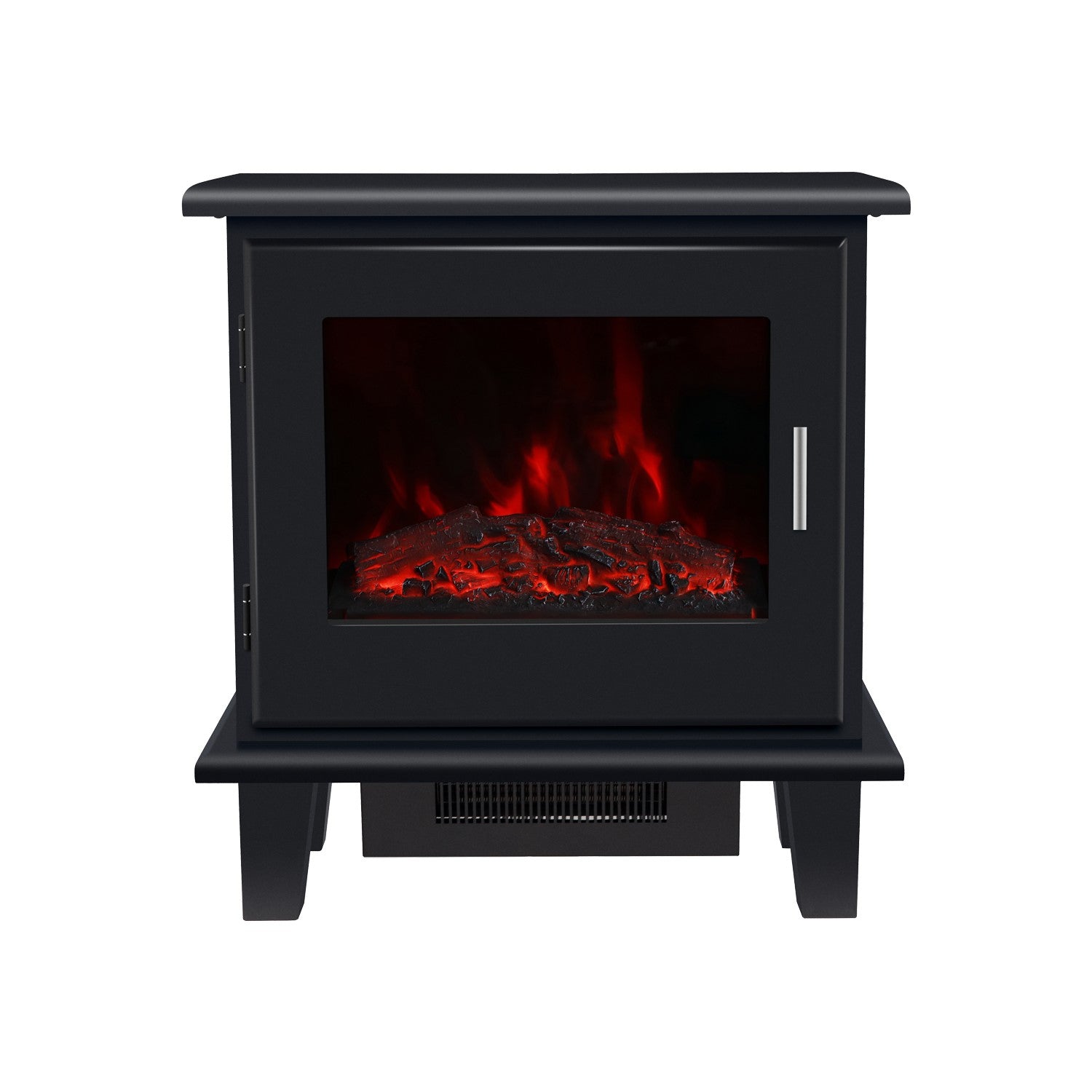 Black Electric Log Burner with 7 LED Colour Options and Chrome Handle - Amberglo