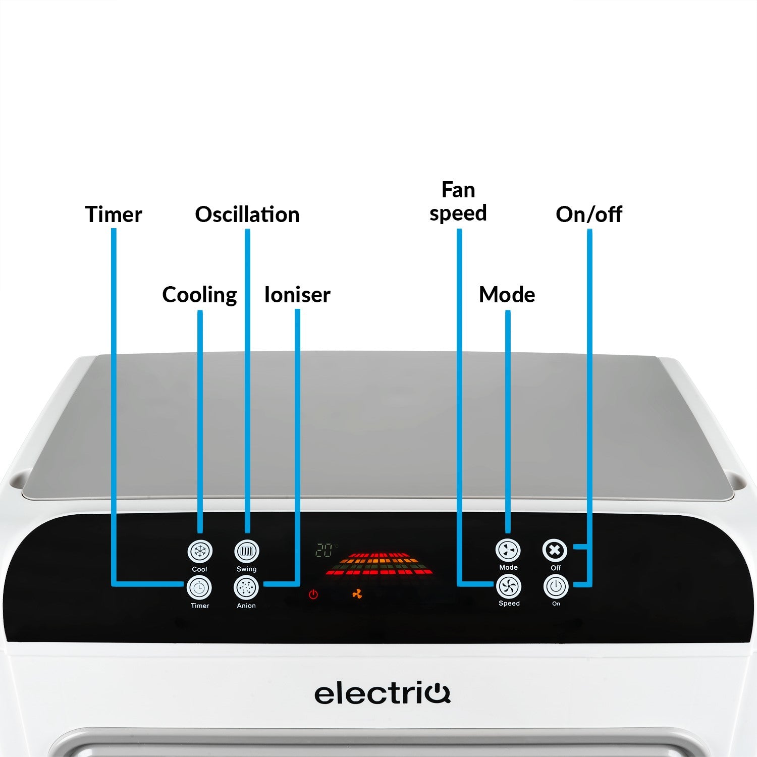 GRADE A2 - electriQ 60L Evaporative Air Cooler and Air Purifier with anti-Bacterial Ioniser for areas up to 80 sqm