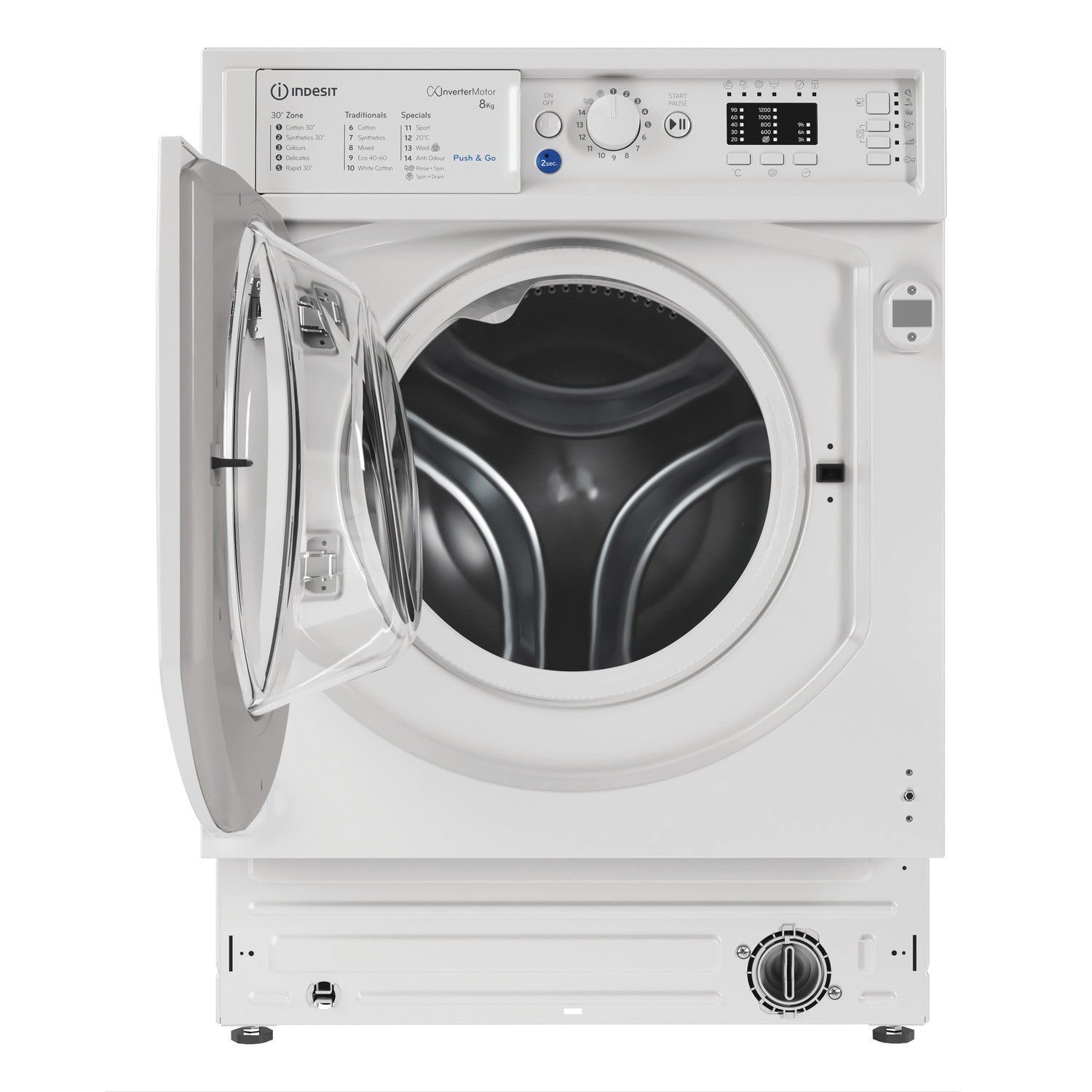 Indesit Push & Go 8kg 1200rpm Integrated Washing Machine - White