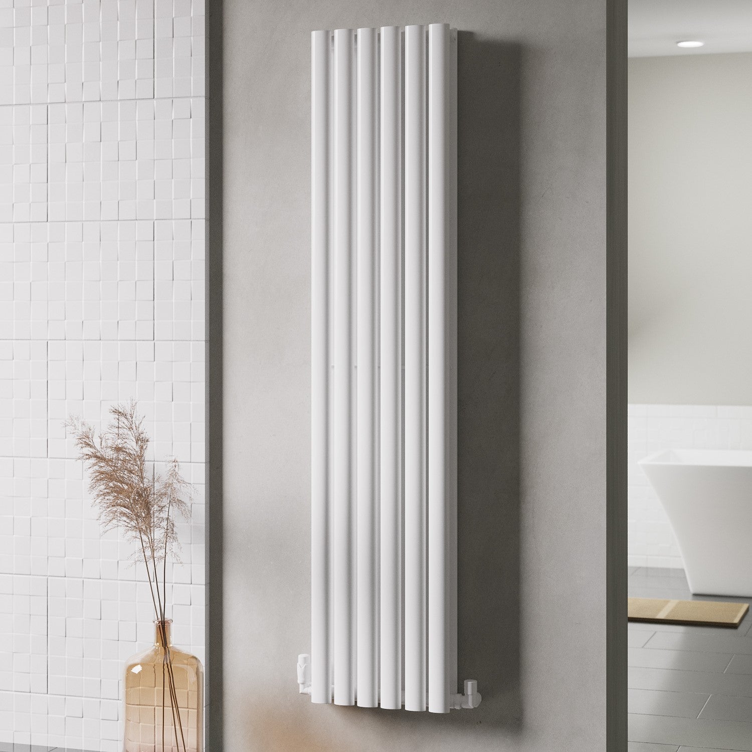 White Vertical Double Panel Radiator 1600 x 360mm - Margo