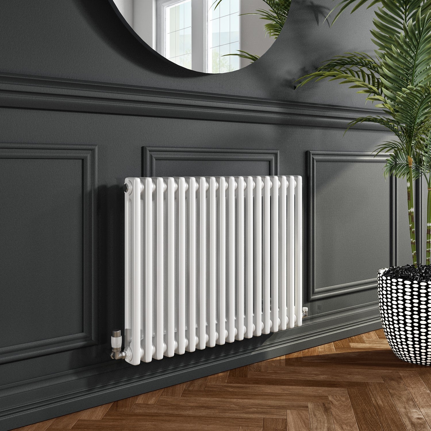 White and Brass Traditional Column Radiator with Towel Rail 952 x