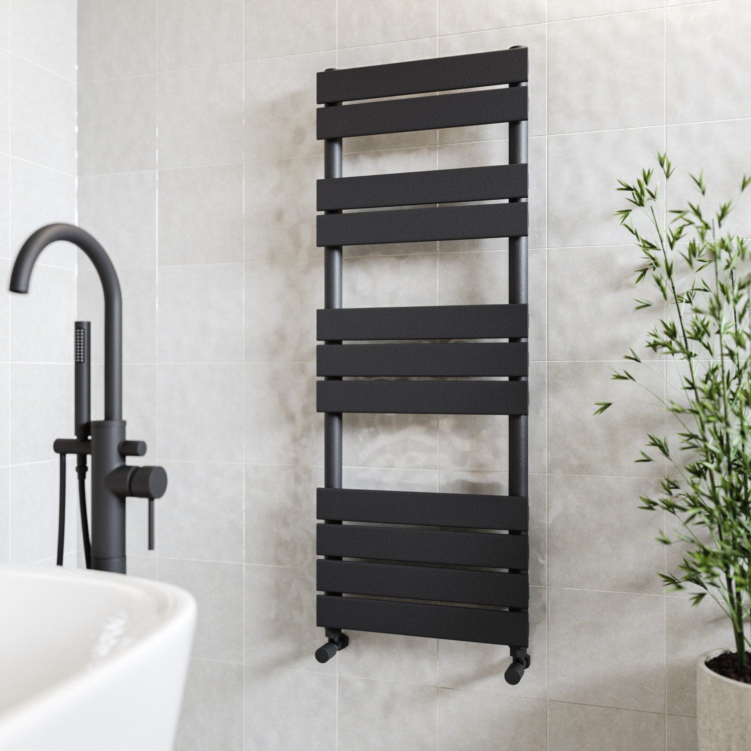 Black Towel Radiator 1200 x 450mm - Tundra