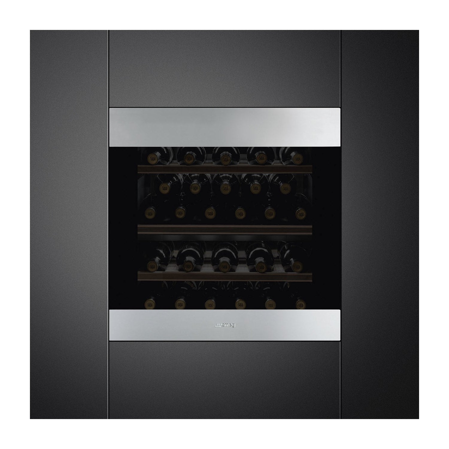 Smeg 29 Bottle Capacity Built-In Dual Zone Wine Cooler - Stainless Steel