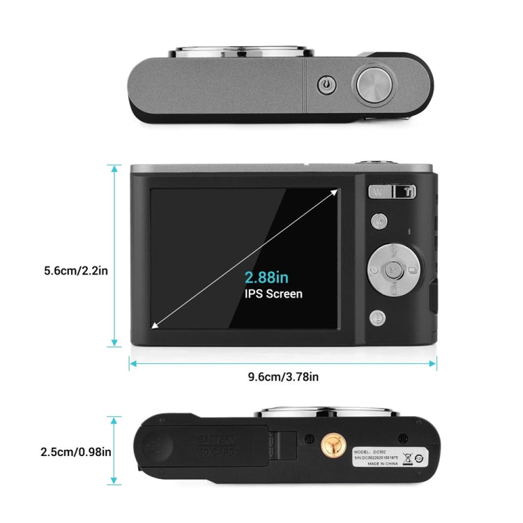 DC302 2.88 inch 44MP 16X Zoom 2.7K Full HD Digital Camera Children Card Camera, US Plug, DC302, US Plug