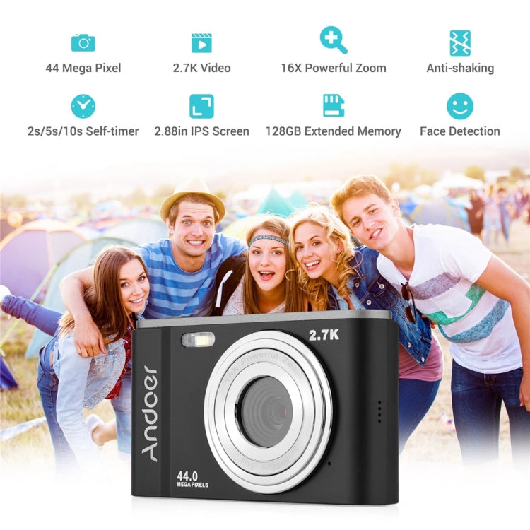 DC302 2.88 inch 44MP 16X Zoom 2.7K Full HD Digital Camera Children Card Camera, EU Plug, DC302, EU Plug
