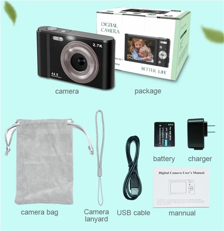 DC302 2.88 inch 44MP 16X Zoom 2.7K Full HD Digital Camera Children Card Camera, EU Plug, DC302, EU Plug