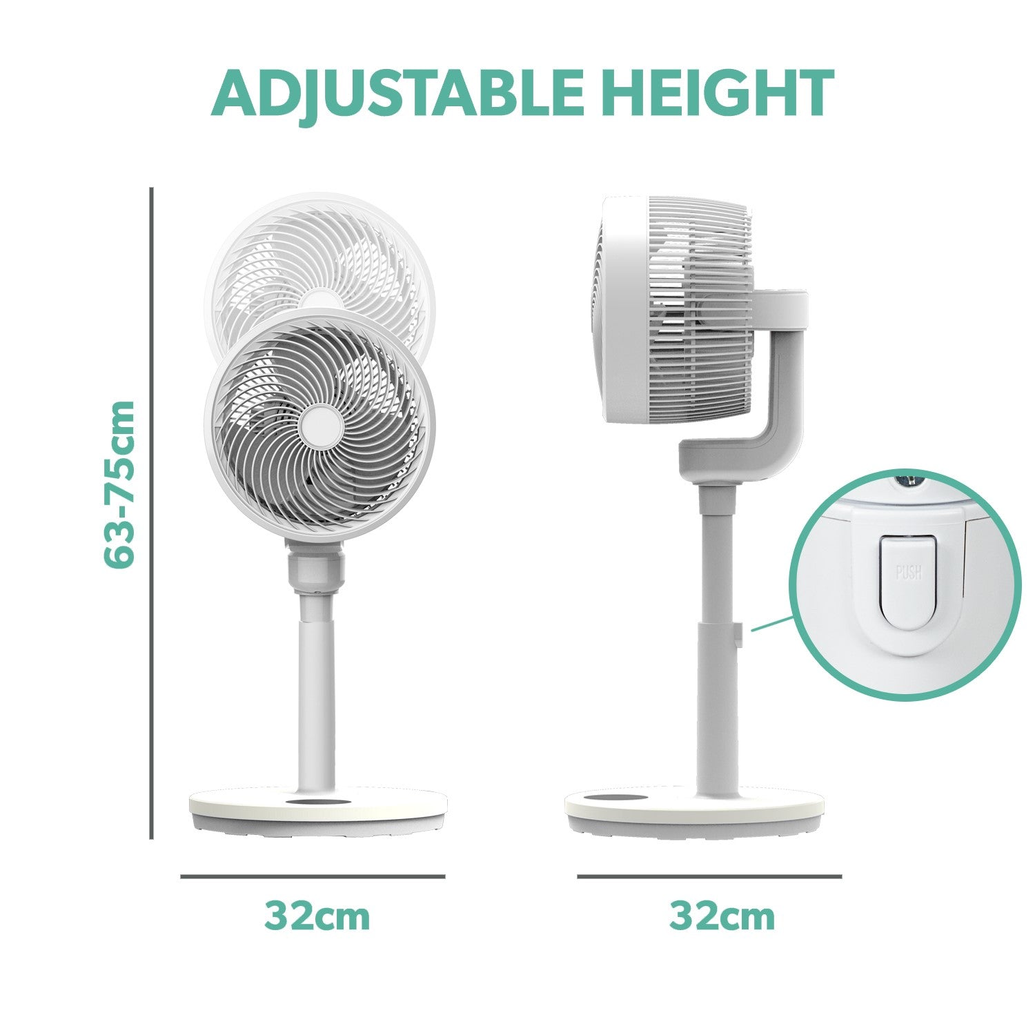 electriQ 9-Inch DC Oscillating Pedestal Fan - Whisper Quiet& Low Energy