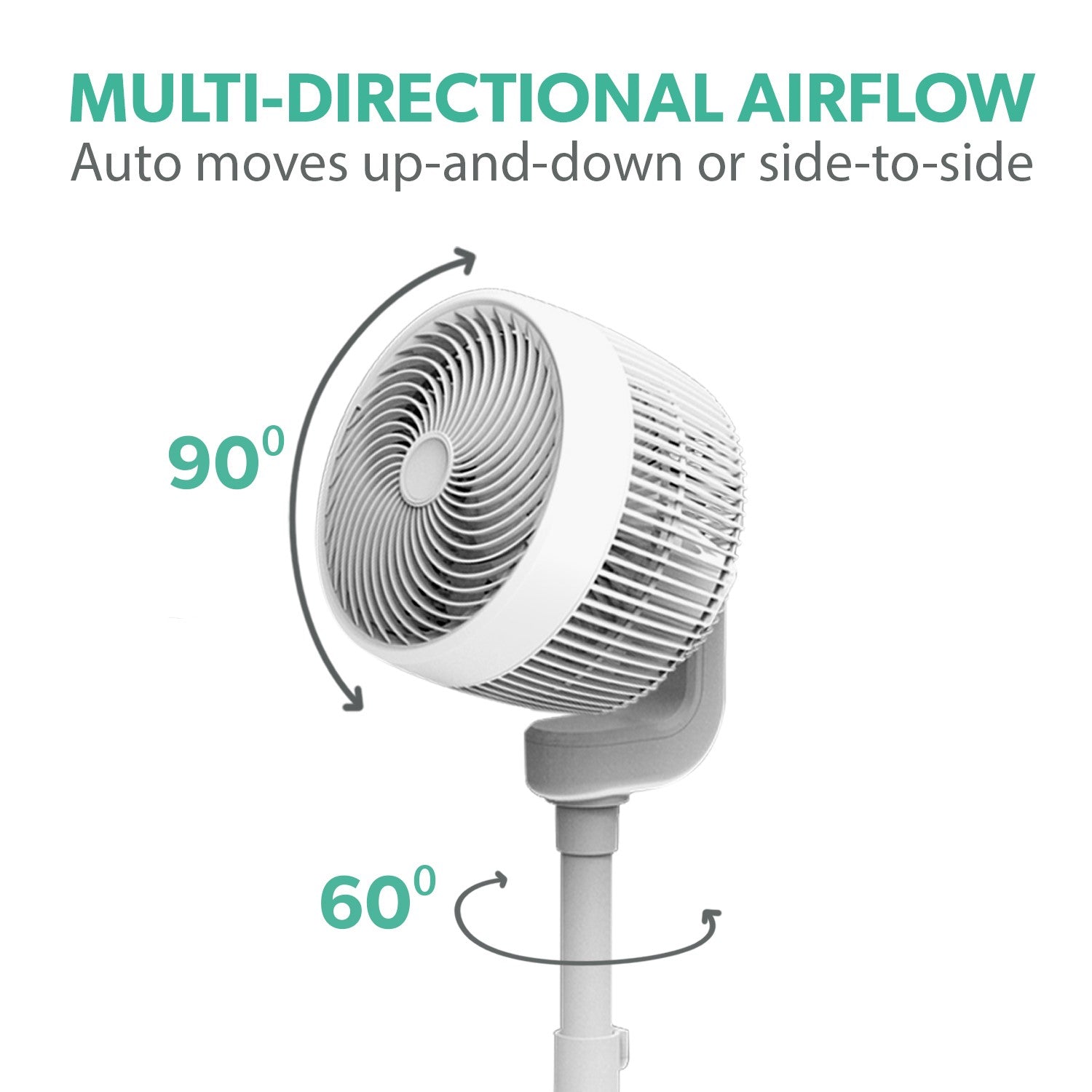 electriQ 9-Inch DC Oscillating Pedestal Fan - Whisper Quiet& Low Energy