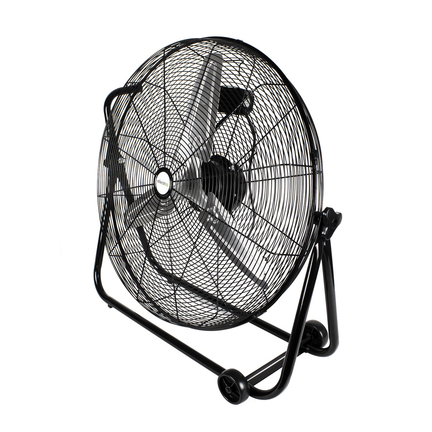 electriQ 24 Inch High Velocity Floor Drum Fan on Wheels - Black