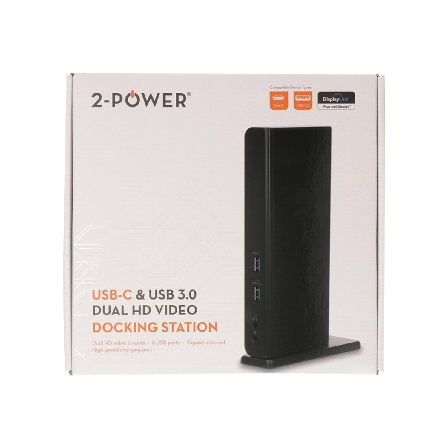 2-Power USB-C and USB 3.0 Dual Display Docking Station