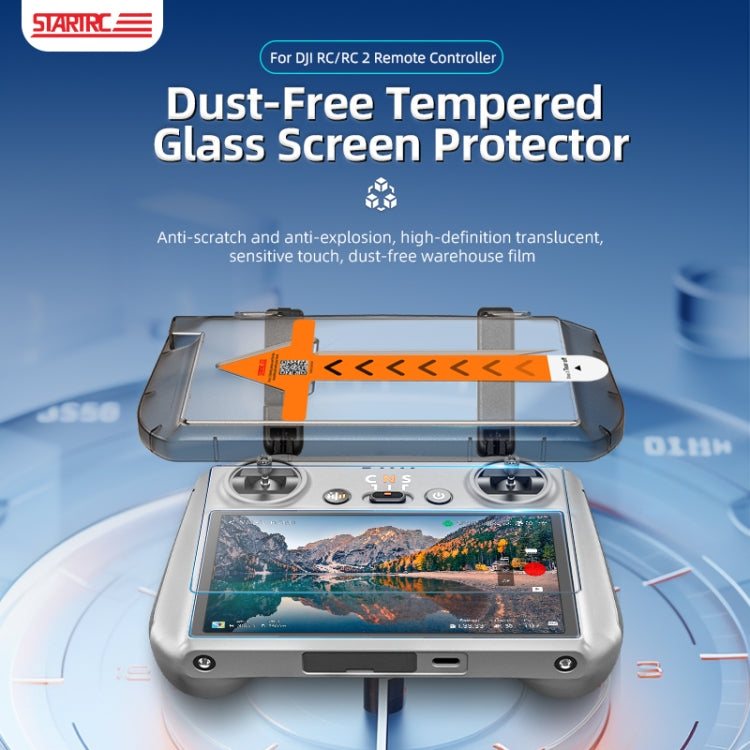 For DJI RC / RC2 STARTRC Easy Install 2pcs Tempered Glass Film, For DJI RC / RC2 with Easy Install