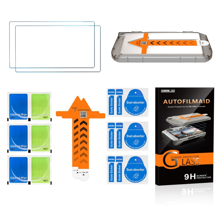 For DJI RC / RC2 STARTRC Easy Install 2pcs Tempered Glass Film, For DJI RC / RC2 with Easy Install