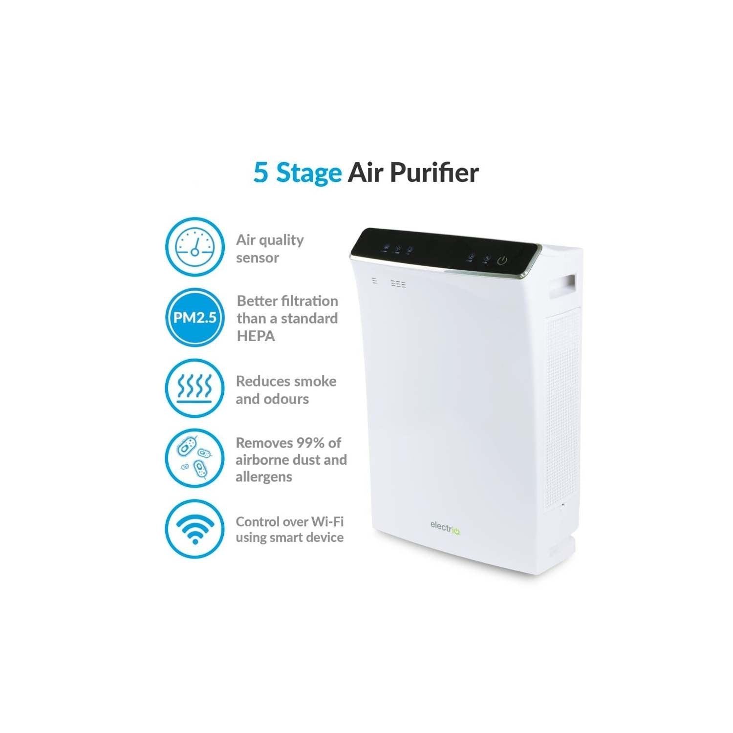 electriQ 5 Stage True HEPA UV PM2.5 Smart Air Purifier with Aroma Diffuser