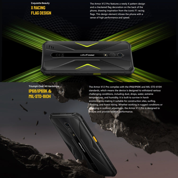 Ulefone Armor X12 Pro, IP68/IP69K Rugged Phone, 5.45 inch Android 14 MediaTek Helio G36 Octa Core, Network: 4G, NFC