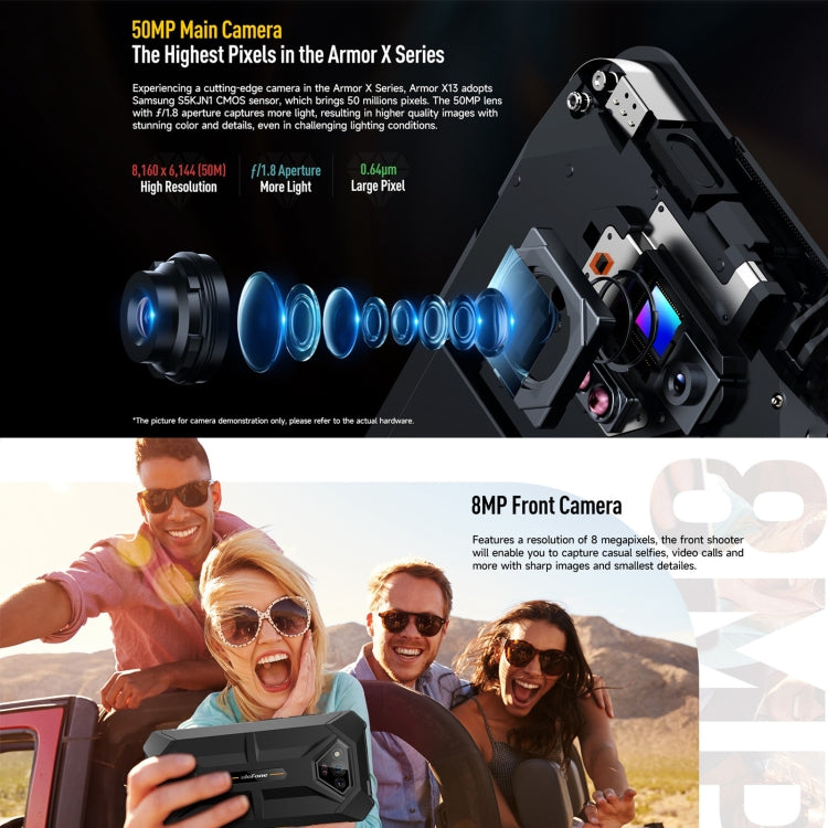 Ulefone Armor X13, IP68/IP69K Rugged Phone, 6.52 inch Android 13 MediaTek Helio G36 Octa Core, Network: 4G, NFC, OTG