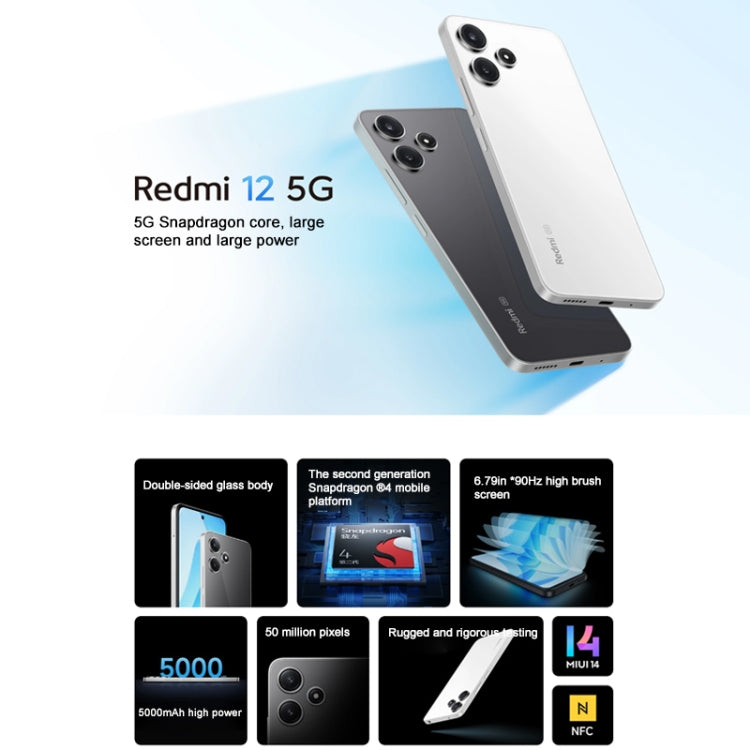 Xiaomi Redmi 12 5G,  6.79 inch MIUI 14 Qualcomm Snapdragon 4 Gen2 Octa Core up to 2.2GHz, Network: 5G, Not Support Google Play