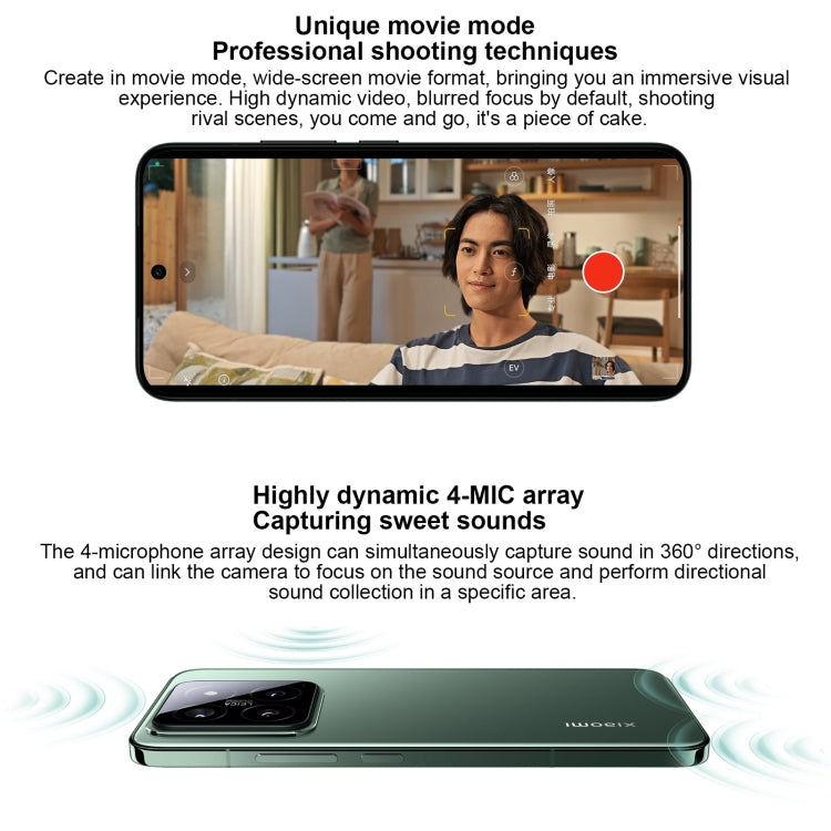 Xiaomi 14,  6.36 inch Xiaomi HyperOS Snapdragon 8 Gen 3 Octa Core 4nm up to 3.3GHz, NFC, Network: 5G