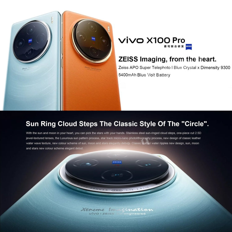 vivo X100 Pro, Face ID / Fingerprint Identification, 6.78 inch Android 14 OriginOS 4 Dimensity 9300 Octa Core 3.25GHz, OTG, NFC, Network: 5G, 12GB+256GB, 16GB+256GB, 16GB+512GB, 16GB+1TB