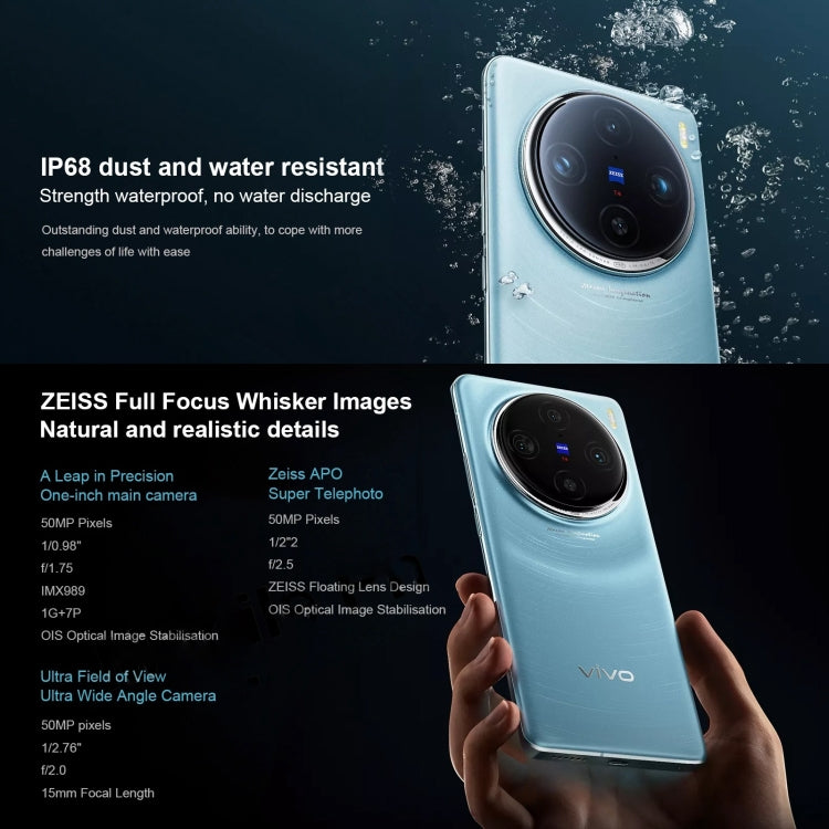 vivo X100 Pro, Face ID / Fingerprint Identification, 6.78 inch Android 14 OriginOS 4 Dimensity 9300 Octa Core 3.25GHz, OTG, NFC, Network: 5G, 12GB+256GB, 16GB+256GB, 16GB+512GB, 16GB+1TB