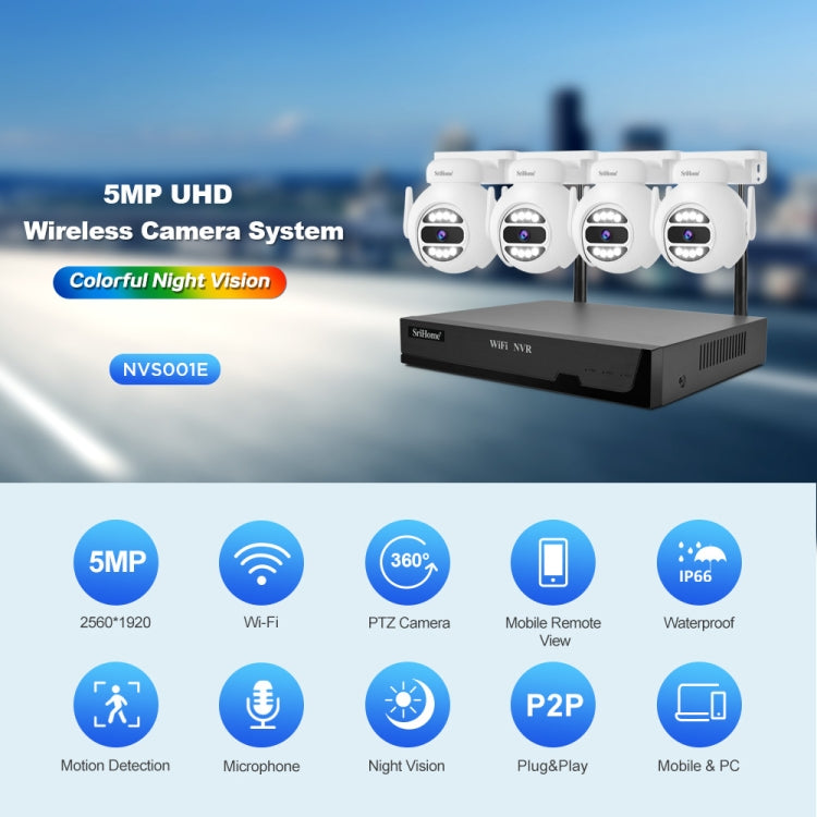 SriHome NVS001E-IPC047 Ultra HD 4 Channel WiFi Network Video Recorder Set