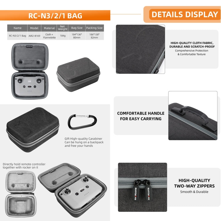 Sunnylife Carrying Case Bag, B657 For DJI RC 2 / 1 Control Bag, A3-B658 Drone Body Bag, A3-B660 Batteries Bag
