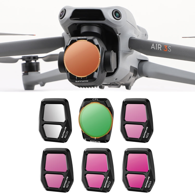 For DJI Air 3S Sunnylife Camera Lens Filter, MCUV, ND8, ND16, ND32, ND64, CPL, ND8PL, ND16PL, ND32PL, ND64PL, 3 in 1 CPL ND8 ND16, 4 in 1 ND8-64, 4 in 1 ND8-64PL, 4 in 1 UV CPL ND32 ND64, 6 in 1 UV CPL ND8-64
