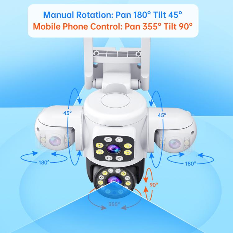 2MP HD 360 Degree Panorama 3 Lens IP66 Waterproof Wireless WiFi Camera, 15 Days Memory Card, 30 Days Memory Card