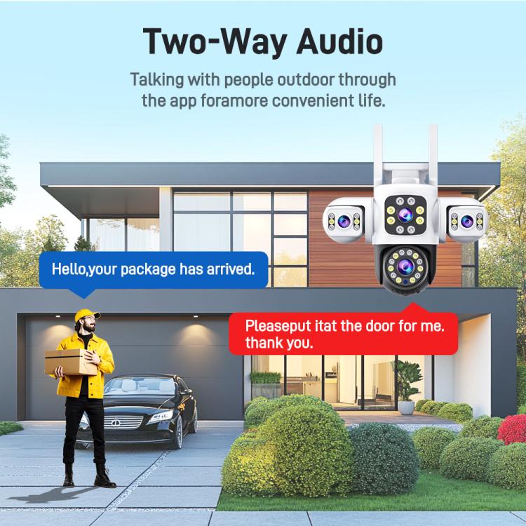 2MP HD 360 Degree Panorama 3 Lens IP66 Waterproof Wireless WiFi Camera, 15 Days Memory Card, 30 Days Memory Card