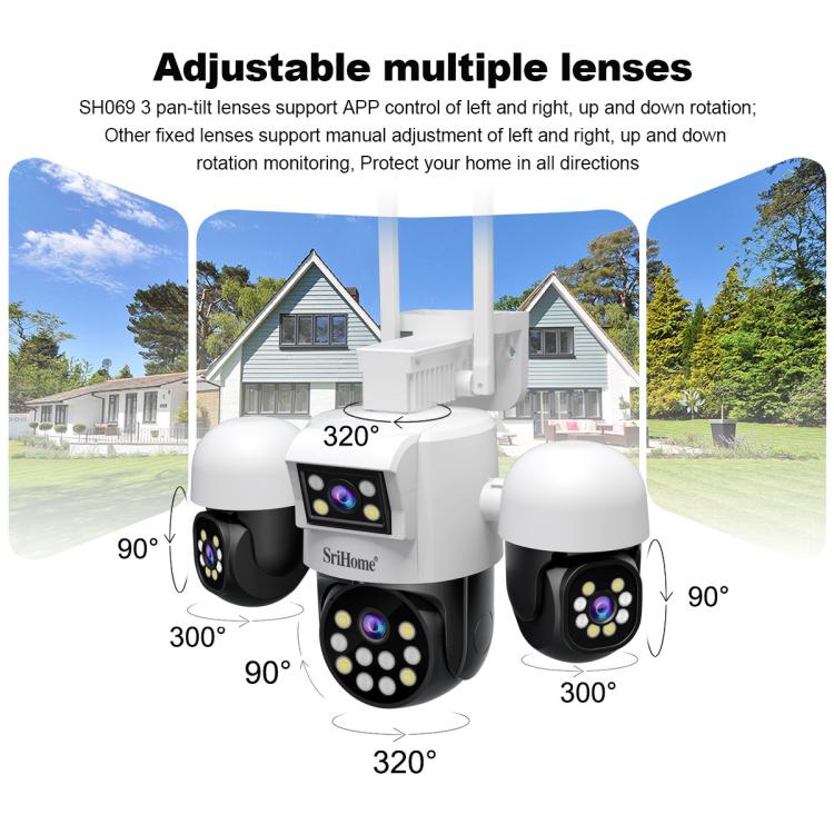 SriHome SH069 8MP 3X Digital Zoom HD Quad-lens Security Camera