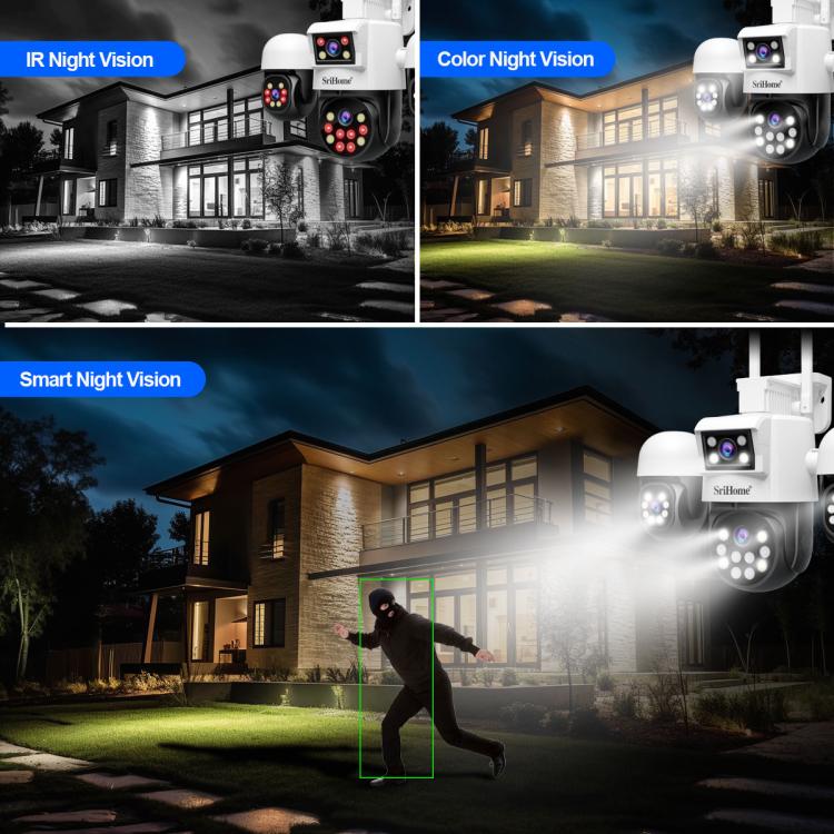 SriHome SH069 8MP 3X Digital Zoom HD Quad-lens Security Camera