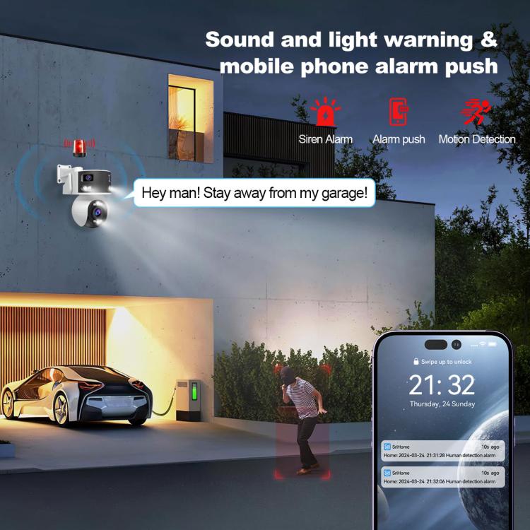 SriHome SH055B 8MP HD Multi-lens Super Wide Angle Panoramic PTZ Dome Camera