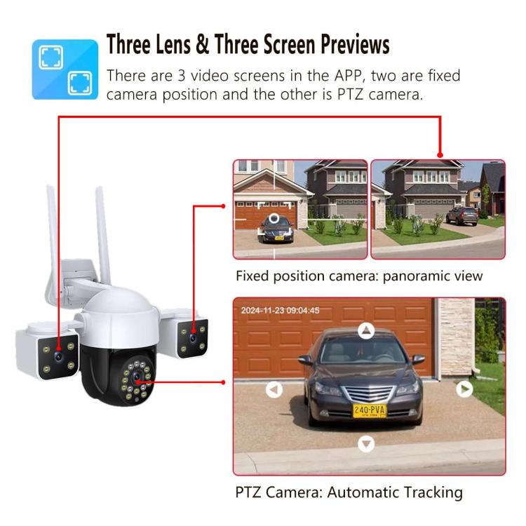 QX155 6MP Triple Camera SE Asia 4G Version Supports Humanoid Detection, EU Plug, US Plug, UK Plug, AU Plug