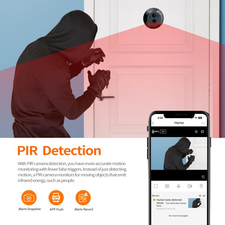 ESCAM C88 4.3 inch 1080P PIR Digital Door Viewer WiFi Video Doorbell Support Night Vision, Two-way Audio, C88
