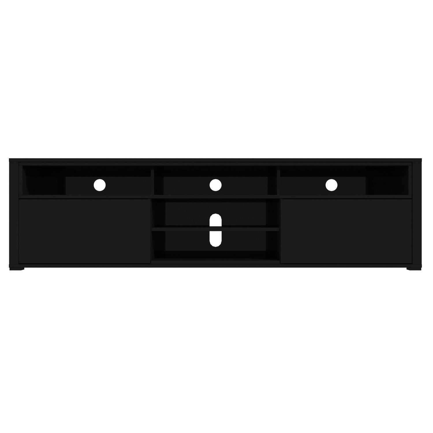 GRADE A1 - Large Black High Gloss TV Unit with Soundbar Shelf - TV's up to 70